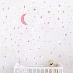Moon and Stars Wall Decal - Soft Pink