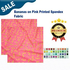Bananas on Pink Printed Spandex Fabric