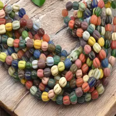 Mixed Pompeii "Melon" Round Beads (24" Strand) - Indonesian Glass