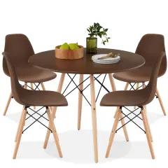 Best Choice Products 5-Piece Compact Mid-Century Modern Dining Set w/ 4 Chairs, Wooden Legs Brown/Oak