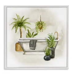 Stupell Industries Plant Filled Bathroom Framed Giclee Wall Art Design by Nan