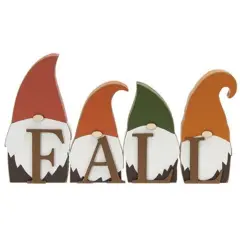 Painted Wood Freestanding Fall Gnome Decor Set of 4 with Bold Lettering