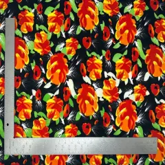 1 Yard Lightweight Floral ITY Knit Fabric Stretch Material for Clothing Dresses Tops 58"-60" Inches Width Red/Lime