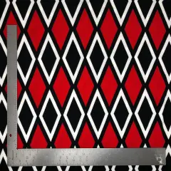 1 Yard Bold Liverpool Knit Geometric Fabric for Apparel, Crafts, and Accessories Width 58-60 Inches Red/Black/White
