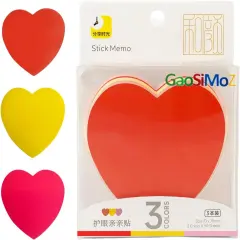 3 Colors,3 Sets, Post-It Notes,50 Heart Sticky Notes Per Book,Cute Sticky Notes Can Be Repeatedly Pasted Without Leaving Glue,Heart Post It Notes for Diary Office Gifts (Red Mixed Packaging)