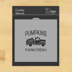 Vintage Pumpkin Truck Cookie & Craft Stencil | CM160 by Designer Stencils | Cookie Decorating Tools | Baking Stencils for Royal Icing, Airbrush, Dusting Powder | Craft Stencils for Canvas, Paper, Wood | Reusable Food Grade Stencil