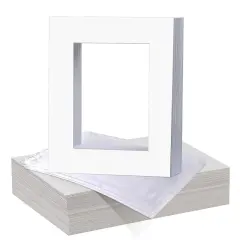 iFrame Pre-Cut White Mats with light Cream Bevel-Cut + Backing Boards + Transparent Clear Plastic Bags