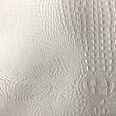1 Yard 3D Embossed Gator Faux Leather Vinyl Fabric Durable Upholstery Handbags 56" Width White