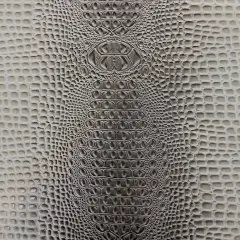 1 Yard 3D Embossed Gator Vinyl Fabric Faux Alligator Upholstery Craft Material Durable 56" Width Gray