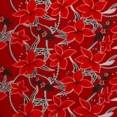 1 Yard Large All Over Plumeria Glitter Polyester Fabric 60 Inch Width Red