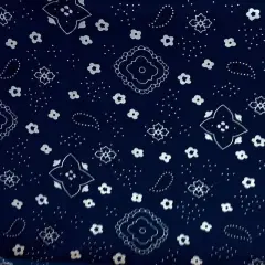 1 Yard DIY Bandana Print Fabric Soft Cotton Poly, Continuous Yardage, Machine Washable 58/59 Inches Wide Navy Blue