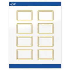 Avery Printable Rectangle Labels, Gold Multi-Lined Border, 2" x 3", Glossy White Rectangle Labels, Permanent, Laser/Inkjet, 80ct, Great for Product Labels