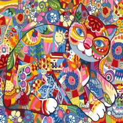 Needlepoint canvas for halfstitch without yarn Canvas Cat Flora SE929.603 Seg De Paris Printed Tapestry Canvas