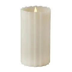 Christmas Sutton Fluted Motion Flameless Candle 4x8 Ivory