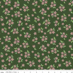 Floral in Forest (c16405-forest) | Mistletoe & Holly | Beverly McCullough | Riley Blake