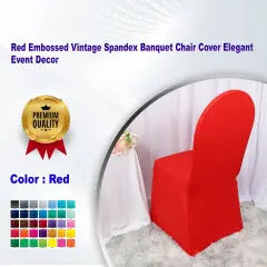 Red Embossed Vintage Spandex Banquet Chair Cover Elegant Event Decor
