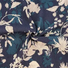1 Yard Navy Blue Rayon Crinkle Fabric, 50/52&rdquo; Wide Lightweight Apparel Material