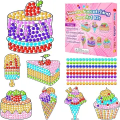 7pcs Summer Crafts Sweets Arts Crafts DIY Gem Diamond Suncatcher Crafts for Kids Cake Ice Cream Diamond Painting Gift
