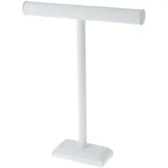 Plymor White Faux Leather T-Bar Necklace Display Stand, 14" W x 18" H