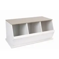 Badger Basket Three Bin Stackable Storage Cubby White/Gray