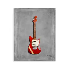 Stupell Industries Red Guitar on Grey Wall Plaque Design by Mark Rogan