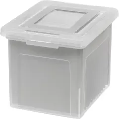 IRIS USA Plastic File Boxes With Lids for Letter/Legal File, Clear 35 Qt. 1 Pack