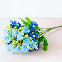 Outdoor Artificial Flower Plant Grass Garden Daisy Home Decoration Sky blue