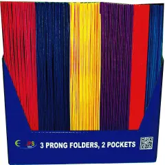 Paper Pocket Folders w/ Fastener, 2 Pockets &ndash; 100 Count