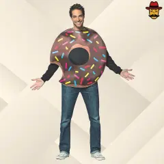 Adult Doughnut with Bite Costume Funny Pastry Tunic Sprinkles Halloween Party Outfit