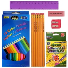 School Supply Set &ndash; Pencils, Crayons, Ruler &ndash; 48 Sets