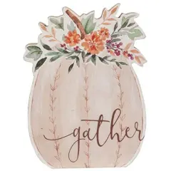 Gather Watercolor Pumpkin Sitter for Fall Tabletop and Shelf Decor