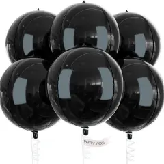 6 Pcs Black Foil Balloons - 22 Inch (Black-1303)