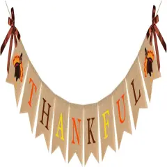 Fall Thanksgiving Burlap Banner (Multicolor)