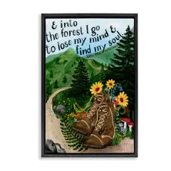 Stupell Industries Into The Forest I Go Quote Floating Frame, design by Glad You're Here Co.