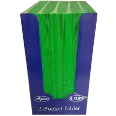 Green Paper Pocket Folders, 2 Pockets w/ Card Slot &ndash; 100 Ct
