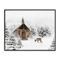 Stupell Industries Winter Whites Chapel Framed Giclee By Jennifer Pugh