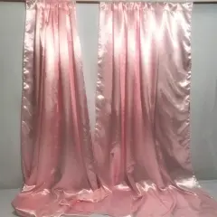 1 Yard Shiny Satin Backdrop Fabric Lightweight Polyester Drapery 5 feet wide x 8 feet high Lt. Pink