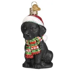 Old World Christmas 4.25 In Holiday Black Labrador Puppy Christmas Tree Ornament , Cherished Best Friend