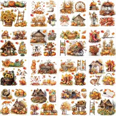 16 Pcs Fall Farmhouse Rub on Transfers for Crafts