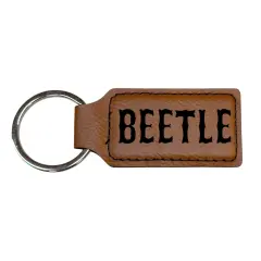 Keychain - Rectangle - Beetle - Leather Rawhide/Black