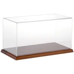 Plymor Clear Acrylic Display Case with Hardwood Base, 12" W x 6" D x 6" H