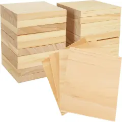 24 Pack 4x4 Inch Wood Squares for Paintings, Unfinished Wood Panels