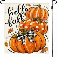 Hello Fall Garden Flag 12x18 Inch(Orange)