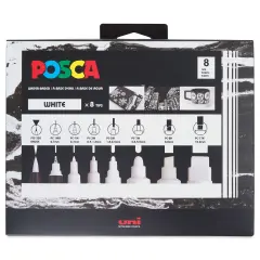Posca Paint Markers - Set of 8, White, Assorted Tips