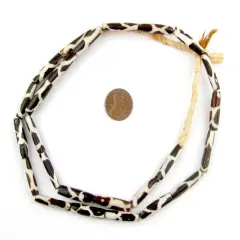 The Bead Chest Batik Bone Beads - Full Strand of Fair Trade African Beads (Tube, Giraffe Design)