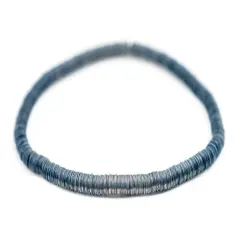 The Bead Chest Boho Stretch Bracelet, Dark Grey - Stackable African Vinyl Heishi, Unisex for Men & Women