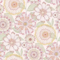 Pink Blush Floral Medallions Cotton Wideback Fabric per yard