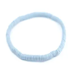 The Bead Chest Boho Stretch Bracelet, Light Blue - Stackable African Vinyl Heishi, Unisex for Men & Women
