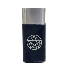 Cigar Case with Cutter - Demon Trap Leather Black/Silver