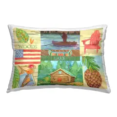 Summer Lake Collage Design by Andrea Tachiera Throw Pillow 